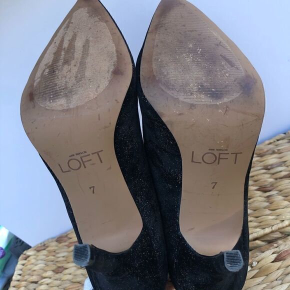 Ann Taylor Loft Black Velveteen Gold Glitter Heels - Picture 11 of 14